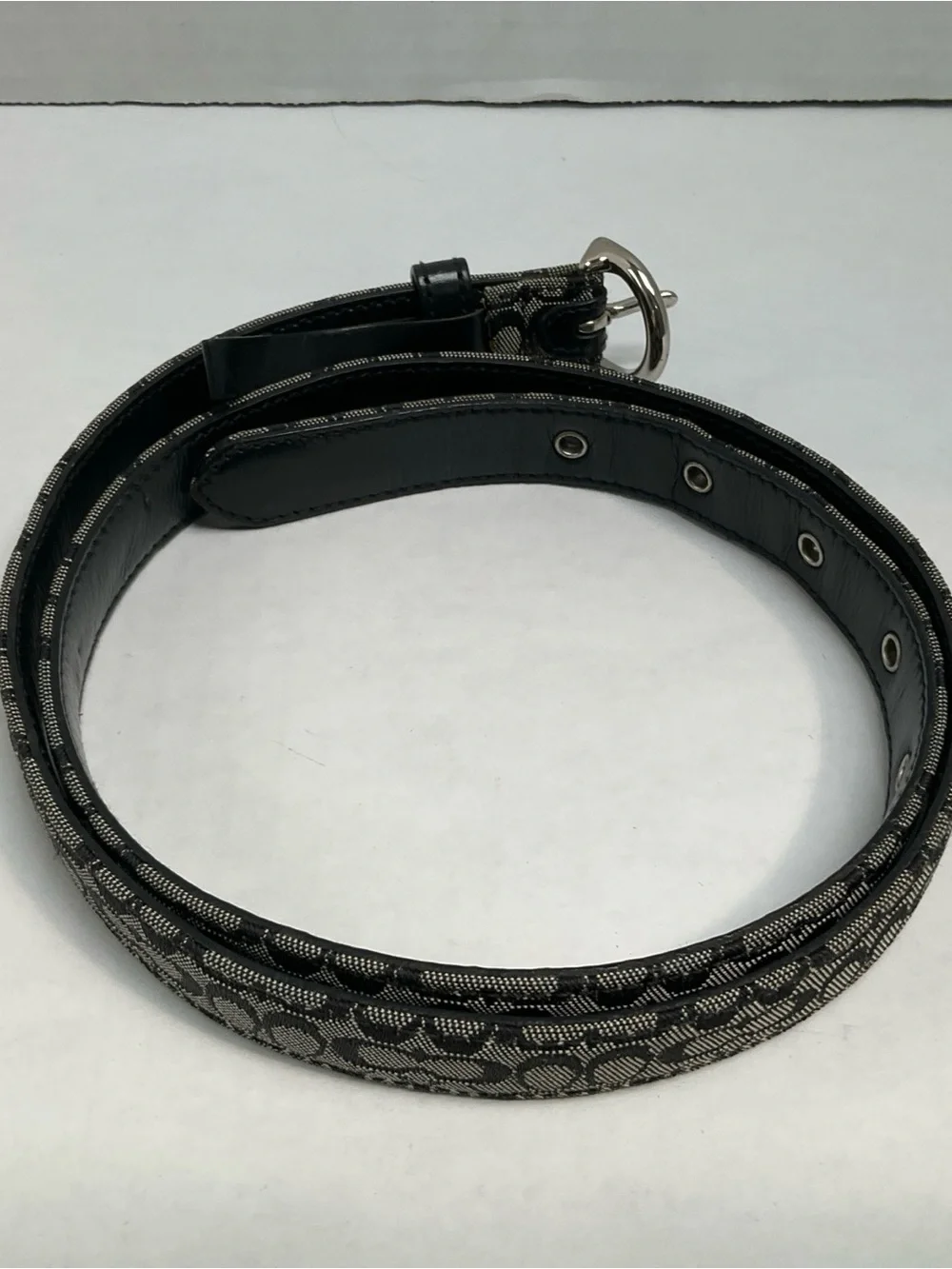 Coach Black Signature Logo Belt